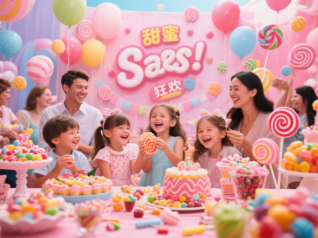 糖果派对将“甜蜜”和“狂欢”两个主题结合在一起，独