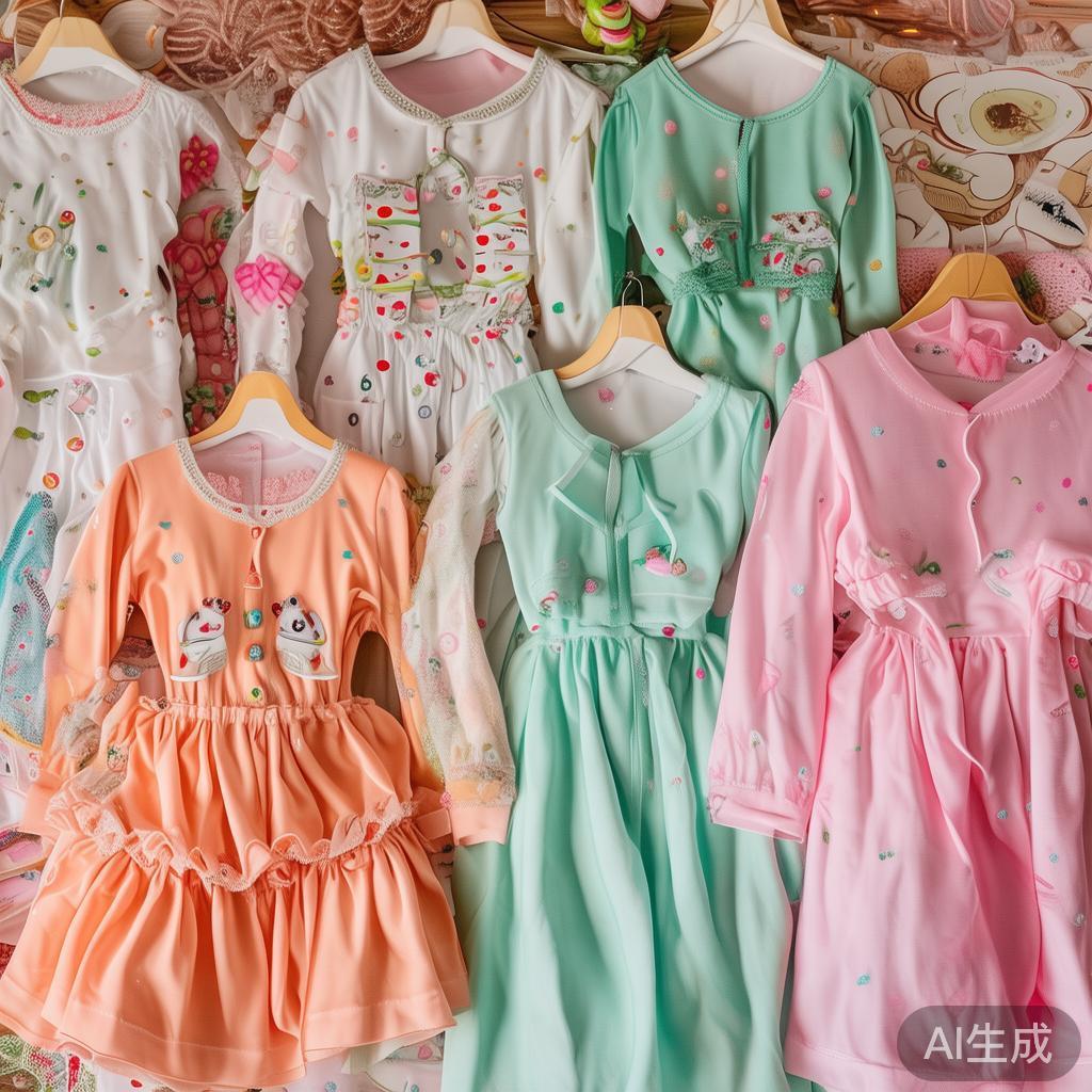 这类睡衣普遍采用亮丽的粉色、薄荷绿、甜橙色等活力十