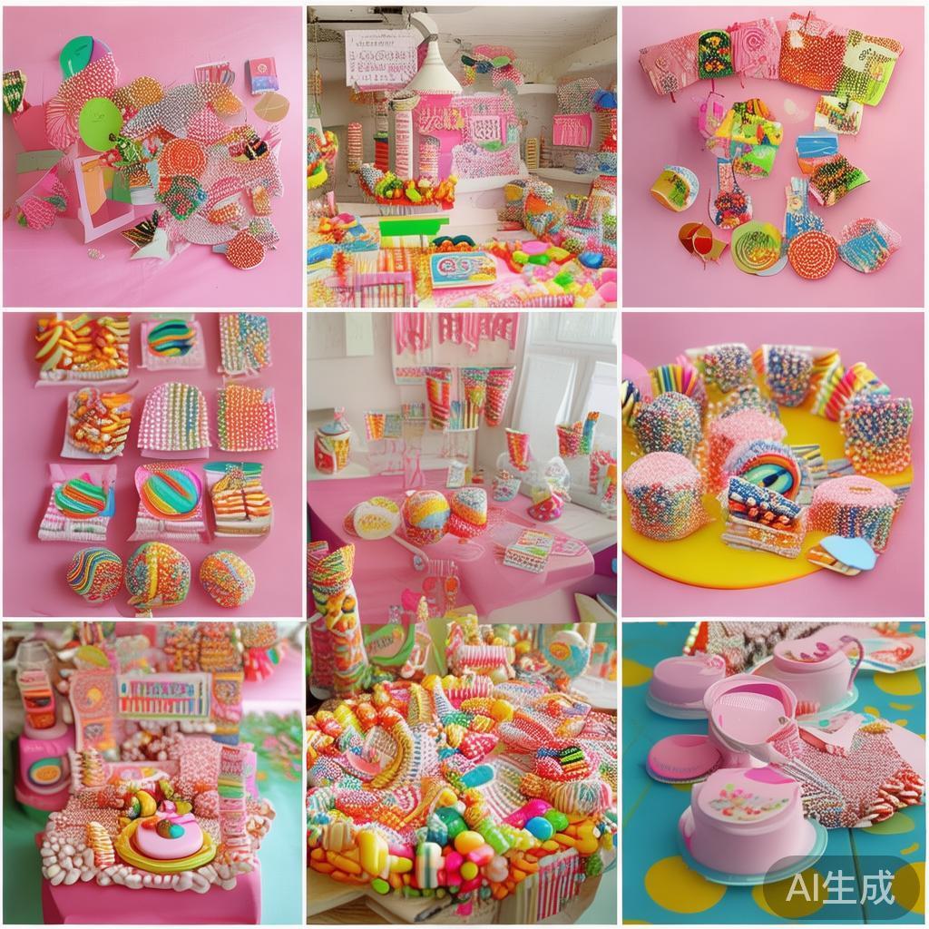 一场精彩的糖果派对离不开充满创意的手工装饰，比如用